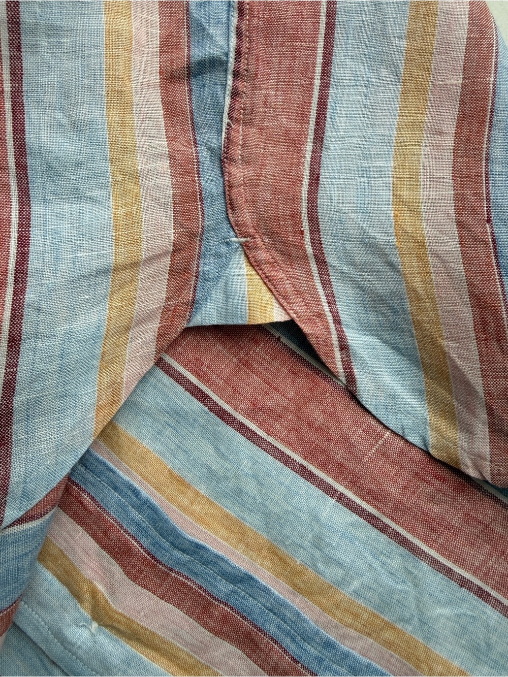 Vintage Façonnable Multicolor Striped 100% Linen Long Sleeve Shirt Size XL - Picture 6 of 10